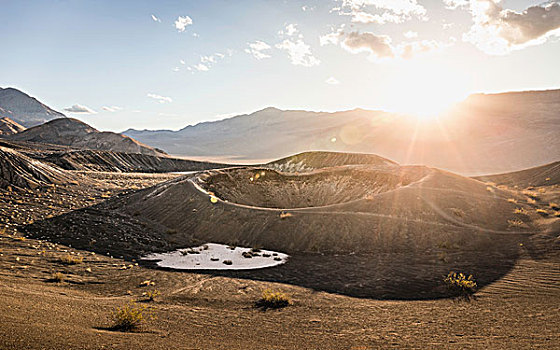 日光,风景,火山口,死亡谷国家公园,加利福尼亚,美国