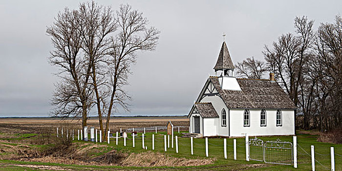 白色,教堂,乡村地区,曼尼托巴,加拿大