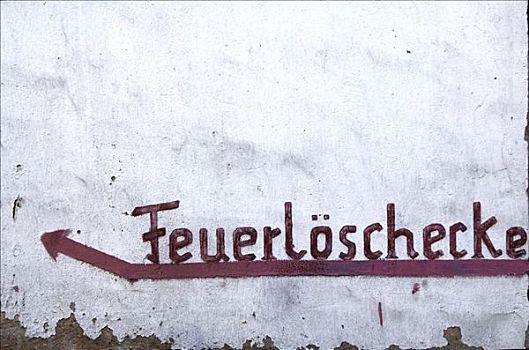 标识,指示,灭火器,墙壁,房子,萨克森安哈尔特,德国,欧洲