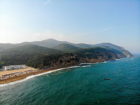 航拍辽宁大连棒棰岛宾馆风景区