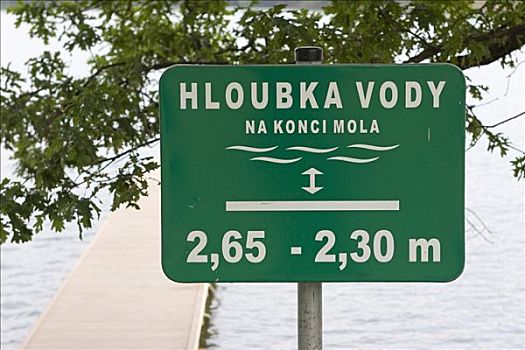 警告标识,水,深度,湖,捷克共和国
