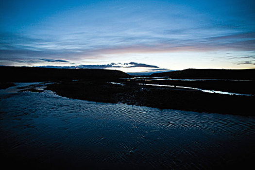 黎明,上方,水,冰岛