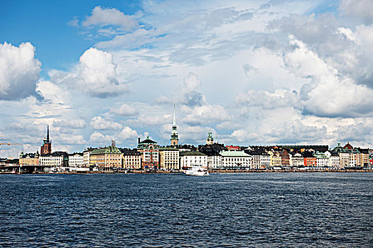 船,水,建筑,边缘,斯德哥尔摩,瑞典