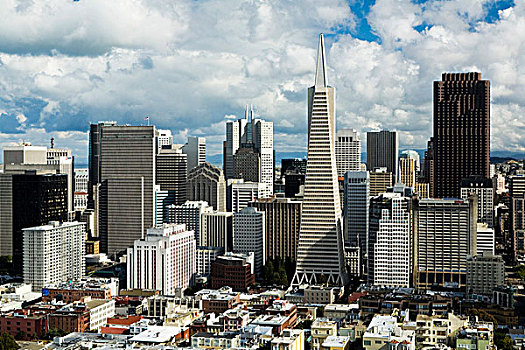 风景,塔,金融,中心,泛美大厦,旧金山,加利福尼亚,美国