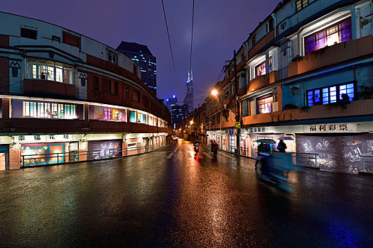 上海风情街道夜景