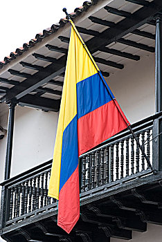 国旗,老,局部,城市,波哥大,哥伦比亚