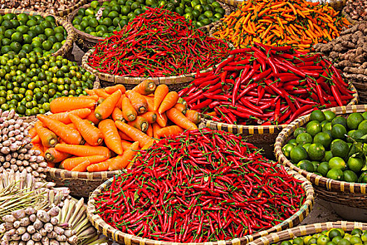 蔬菜,市场,河内,越南