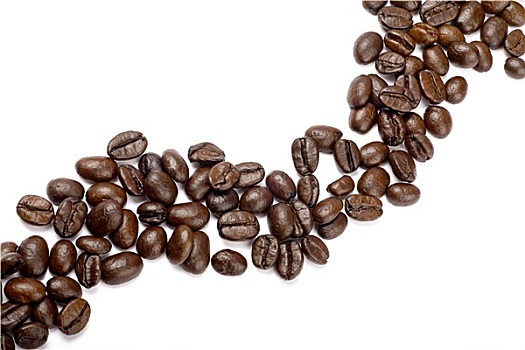 线,咖啡豆,隔绝,白色背景
