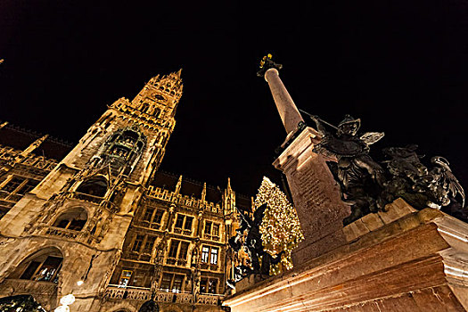 圣诞市场,慕尼黑,玛利亚广场,市政厅,巴伐利亚,德国