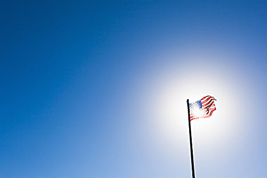 美国国旗,太阳,蓝天