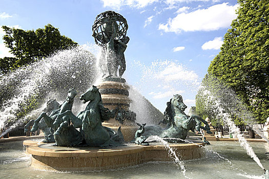 喷泉,花园,卢森堡,巴黎,法兰西岛,法国