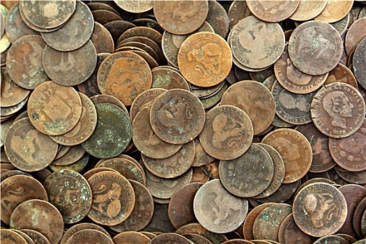 硬币,比塞塔,老,西班牙,共和国,货币,分币