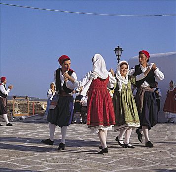 民族服饰,群体,男人,女人,跳舞,传统服饰,希腊,欧洲