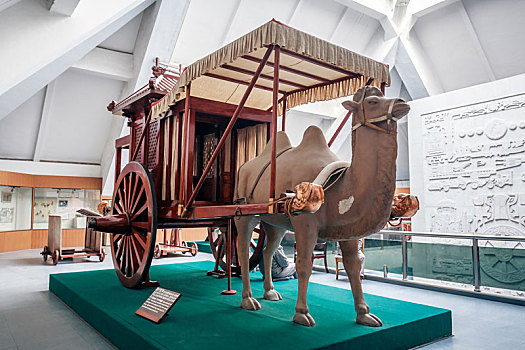 中国古车博物馆骆驼古代车模型,山东省淄博市临淄区