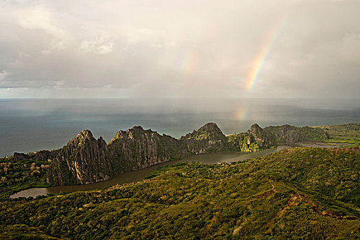 彩虹,上方,石头,海岸,北部省,格朗德特尔,新喀里多尼亚,大洋洲