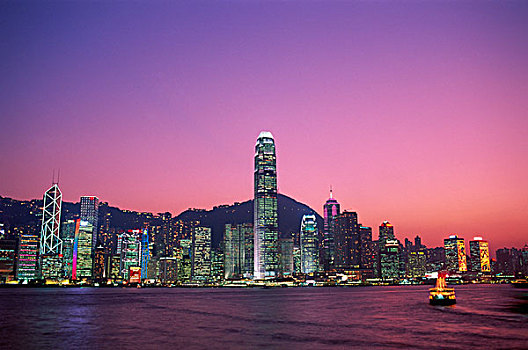 夜晚,维多利亚港,香港,中国
