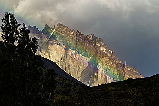 南美,智利,巴塔哥尼亚,托雷德裴恩国家公园,绿色,彩虹,山,戈登,画廊