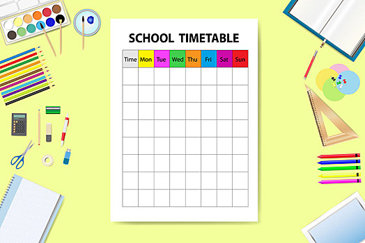 横图,矢量,学校,时间表