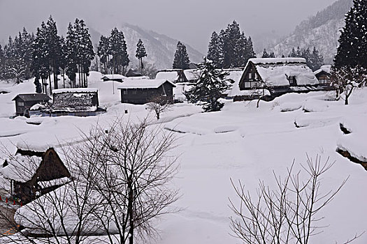 斑点,五箇山,相仓,祈祷,乡村,日本