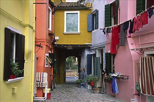 彩色,房子,威尼斯泻湖,意大利