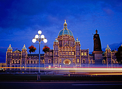 晚间,电灯泡,光亮,国会大厦,1898年,风格,维多利亚,加拿大,省,不列颠哥伦比亚省,温哥华,冰岛