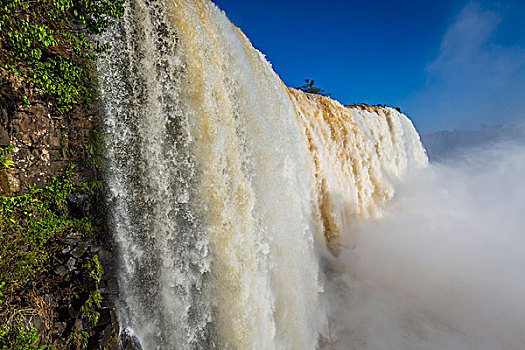 特写,瀑布,层叠,上方,边缘,风景,伊瓜苏瀑布,伊瓜苏国家公园,巴西