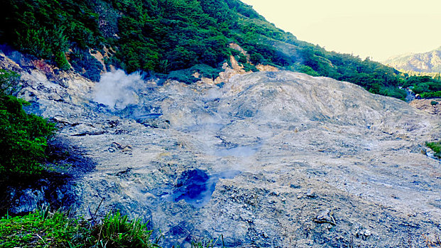 加勒比圣卢西亚的活火山口