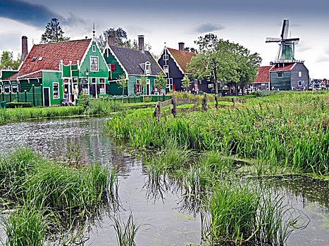 历史,乡村,河,靠近,户外,博物馆,北方,荷兰,欧洲