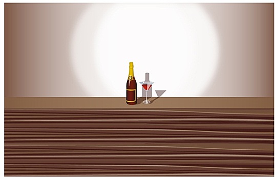 葡萄酒杯,瓶子,台案