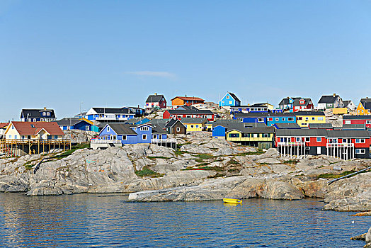 彩色,房子,伊路利萨特,迪斯科湾,格陵兰,极地,北极