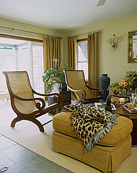 传统,起居室,藤条,木头,扶手椅,软垫,土耳其,窗户