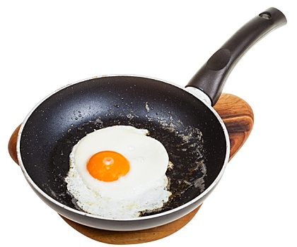 一个,煎鸡蛋,黑色,煎锅,隔绝
