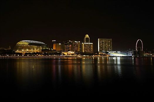 夜景,新加坡,天际线,休闲场所