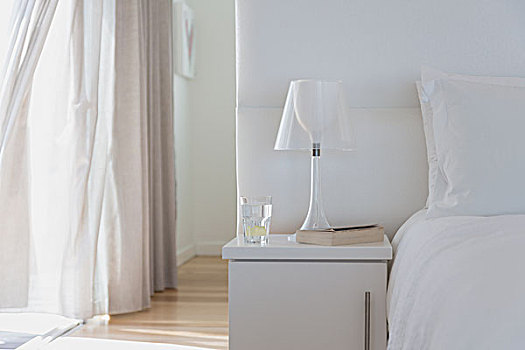 白色,灯,床头柜,家,展示,卧室
