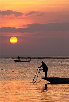 男人,钓鱼,巴厘岛,印度尼西亚,亚洲