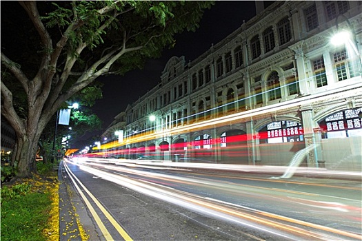 新加坡,夜晚,交通,道路