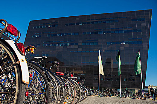 丹麦,自行车停放,正面,皇家,图书馆,哥本哈根