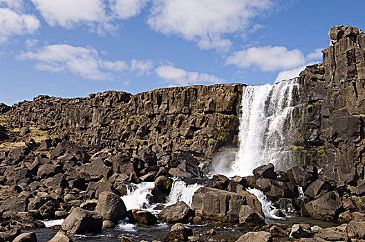 瀑布,美国东岸,裂隙,冰岛