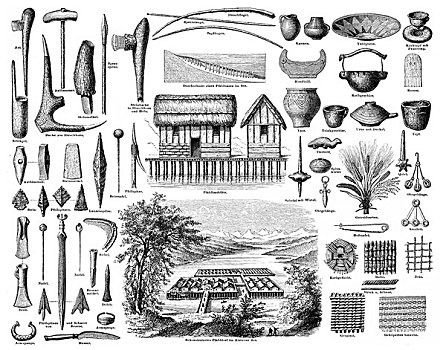 历史,木质,建筑,湖,苏黎世,瑞士,重建,工具,器具,19世纪