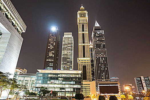 现代建筑,夜晚,迪拜,阿联酋