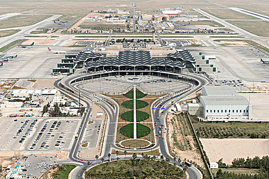 俯视,皇后,国际机场,安曼,约旦