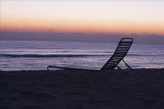 剪影,休闲椅,海滩,迈阿密,佛罗里达,美国