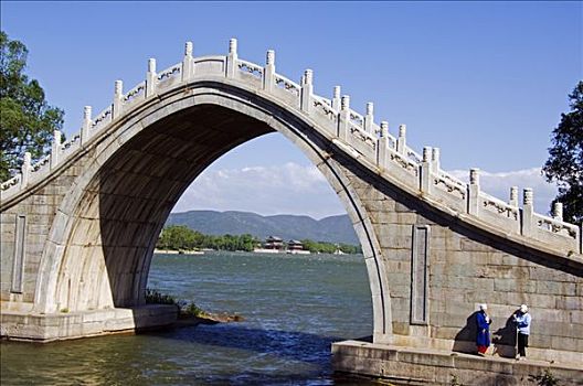险峻,拱形,桥,湖,昆明,颐和园,北京,中国