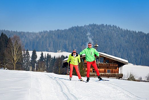 越野滑雪,基兹比厄尔,阿尔卑斯山,提洛尔,奥地利,欧洲