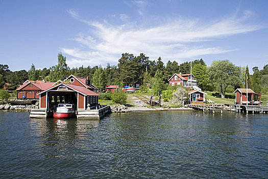 船库,水岸,斯堪的纳维亚半岛,斯德哥尔摩,瑞典