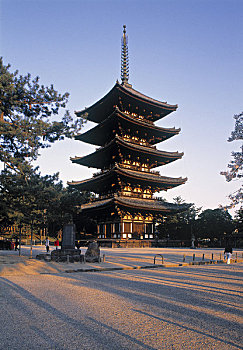 塔,甲府,日本,庙宇,奈良