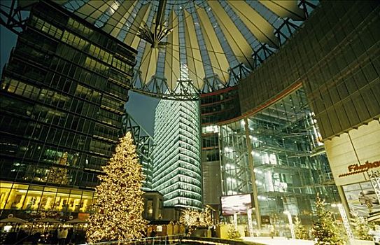 索尼中心,圣诞节,波兹坦广场,柏林,德国
