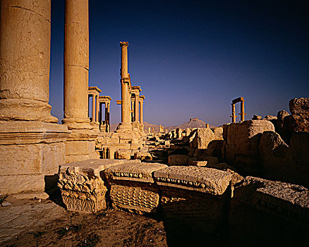 古老,柱子,砖,叙利亚