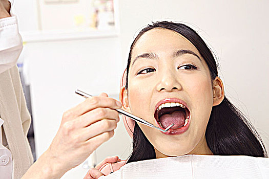 日本人,女人,看,牙医