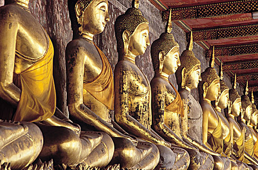 金色,佛像,庙宇,曼谷,泰国,亚洲